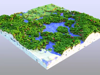 Minecraft Lakey - Forest Landscape 3D model