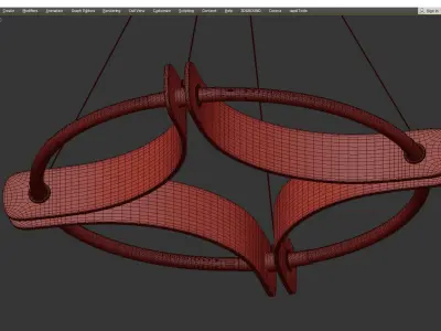 Four Acrylics Round Chandelier Low-poly 3D model