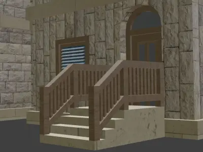 House Model 5 building Low-poly 3D model