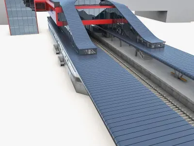 Train Station 02 Low-poly 3D model