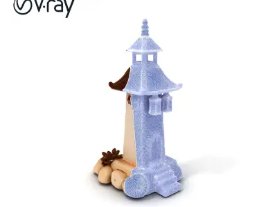 Oriental Lighthouse with Lanterns Model Pack Low-poly 3D model