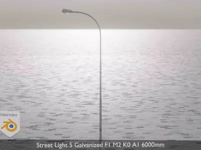 Street Light 5 Galvanized F1 M2 K0 A1 6000mm  Low-poly 3D model