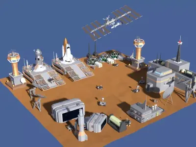 Low Poly Cartoony Space Colony Pack Low-poly 3D model