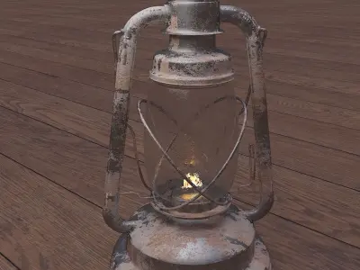 Old Rusty Gas Lamp - Paraffin Lamp Low-poly 3D model