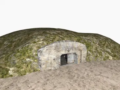 bunker with various underground rooms Low-poly 3D model