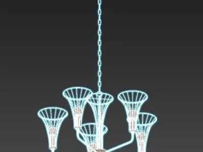 lumien chandelier with metal baskets hanging from it 3D model