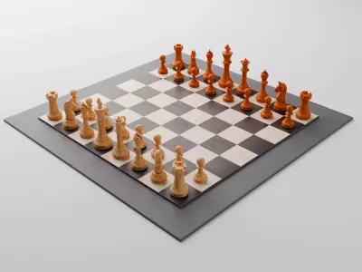 Wooden Chess Low-poly 3D model
