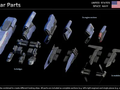 USSN Charleston Class Cruiser Low-poly 3D model