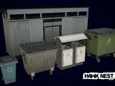 Trash Bin Collection Low-poly 3D model