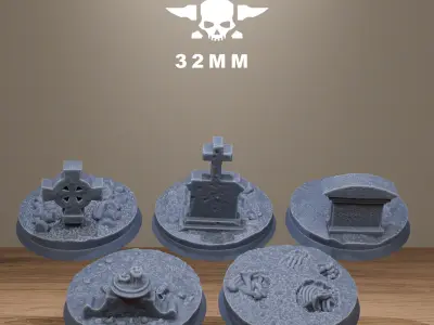 Gothic Bases Pack 40 Hollowed Bases And Toppers 3D print model