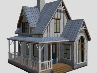 American Style Cottages - Town Houses Models 3D Model Pack