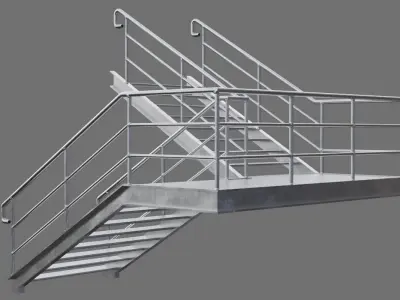 Stair 1D Low-poly 3D model