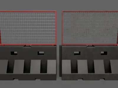 PBR Traffic Barrier Black Low-poly 3D model