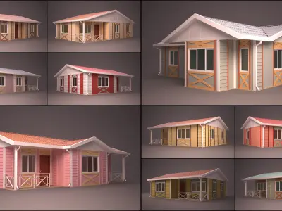 HOME COLLECTION 4 house with roof 3D model