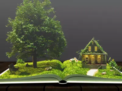 3D model of Magic book with a landscape - Nature 3D model