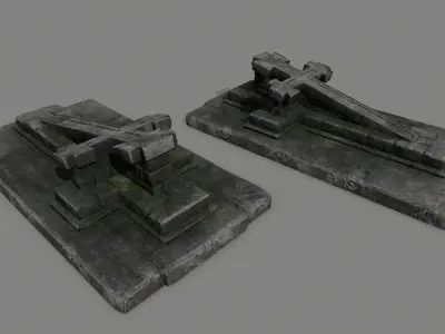 tombstone set two tombstones with skull and crossbones Low-poly 3D model