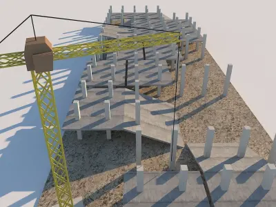 Construction zone Low-poly 3D model