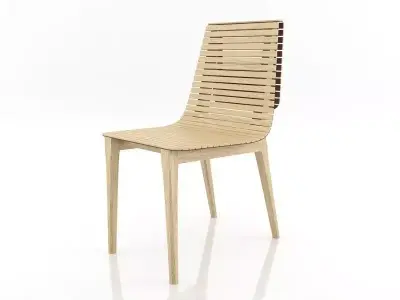 Market wooden chair with slatted back 3D model