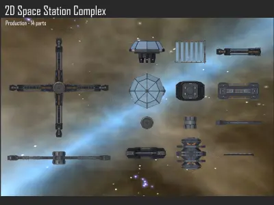 2D Space Station Complex Texture