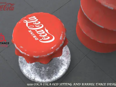  COCA COLA OLD SITTING AND BARREL TABLE DESIGN Low-poly 3D model