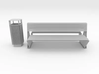 Bench Park 28 Low-poly 3D model