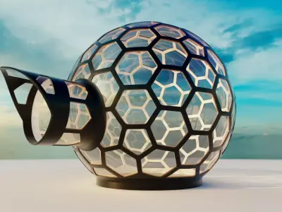 sci-fi Glass dome with hexagon windows and entrance 3D model