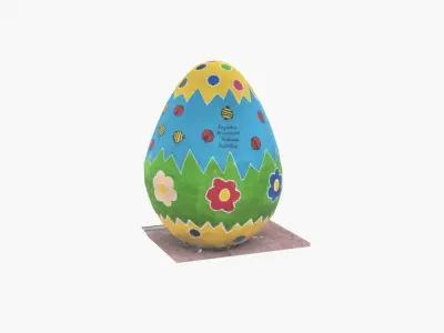 Easter Egg on the street  Winnie the pooh  Low-poly 3D model