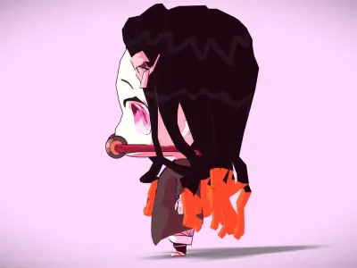 Nezuko chibi from Kimetsu no yaiba Low-poly 3D model
