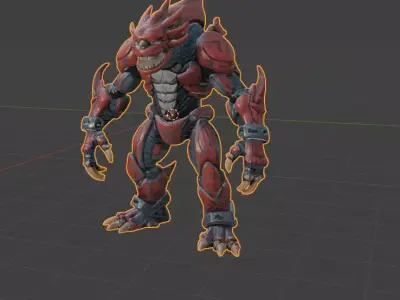 Alien Reptilian Warrior 3D Model Low-poly 3D model
