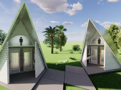 Public Restroom Building -B11 3D model