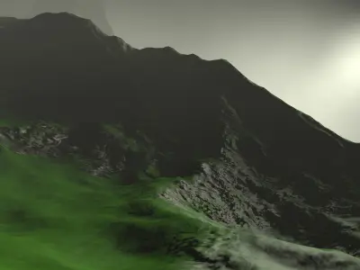 3D mountain with light shining 3D model