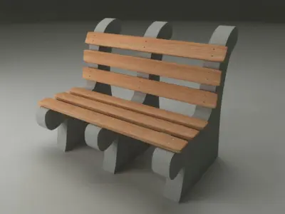 Bench made of concrete and wood 3D model