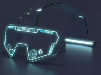Sci Fi Helmet Goggles Glasses 3D model