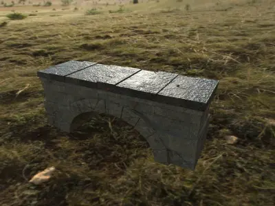 Mediaval recovery bench lowpoly for games Low-poly 3D model