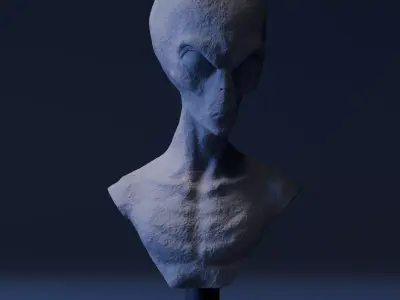 Grey Alien Bust 3D print model