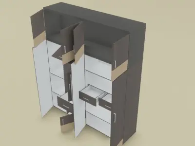 Wardrobe with doors and drawers Free 3D model