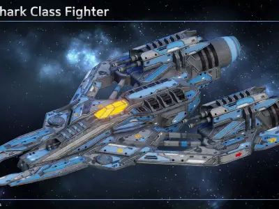 Spaceship Fighter Tigershark Low-poly 3D model