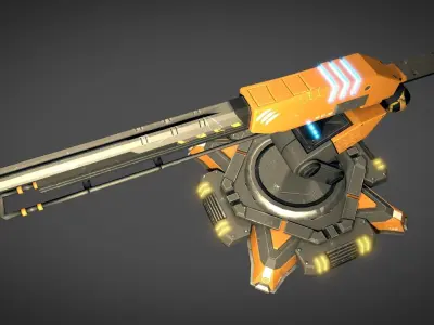 Rail Gun Turret Low-poly 3D model
