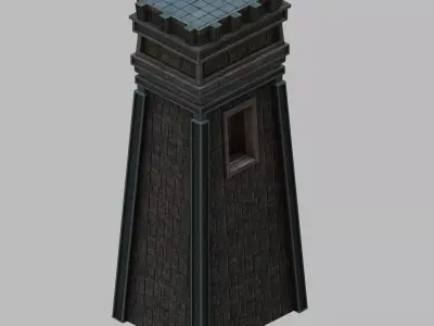 Game Dungeon - square stone pillar 01 3D model