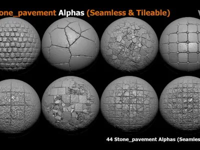 44 Stone pavement Alphas Seamless  Tileable 3D model