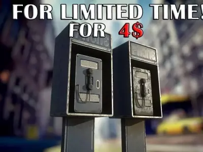 street public phone  Low-poly 3D model