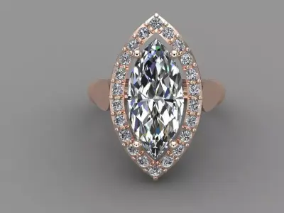 Rose Gold Women Diamond Ring 3D print model 3D print model 50