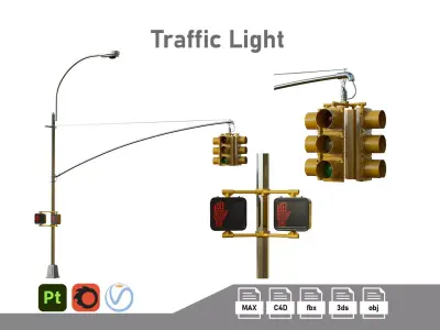 Traffic Light 08 Low-poly 3D model