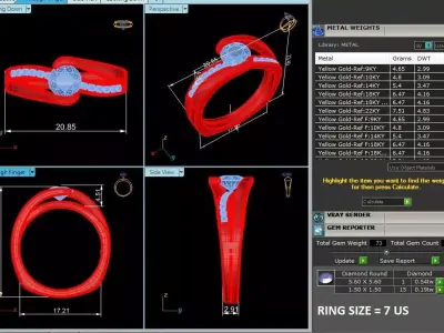 Round Diamond Engagement Ring CAD Design Bypass Pave Band 3D print model