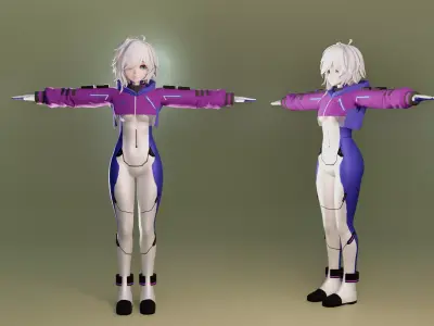 Futuristic Girl Avatar VrChat Low-poly 3D model