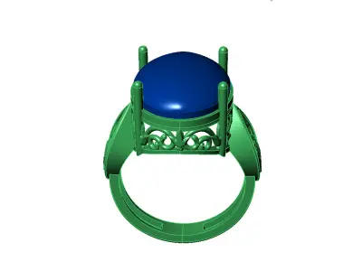 Art Deco Cabochon Ring 3D Model-Printable-Rhino Format 3D print model
