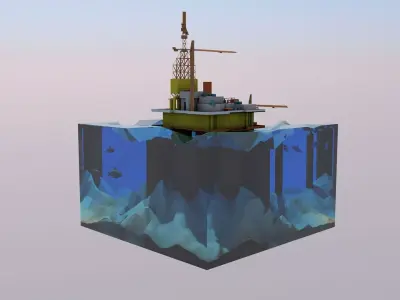 Lowpoly Style Oilrig Model  3D model