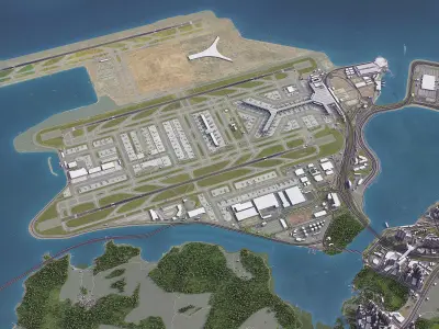 Hong Kong - International Airport - HKG Low-poly 3D model