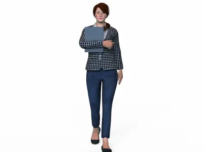 Business Woman Character rigged Low-poly 3D model