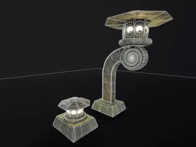 Forest Stone Japanese Lantern Low-poly 3D model